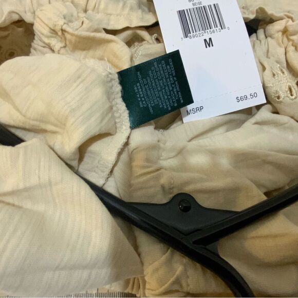 NWT Lauren Ralph Lauren M Top off shoulder eyelet drawstring bottom - Picture 8 of 9